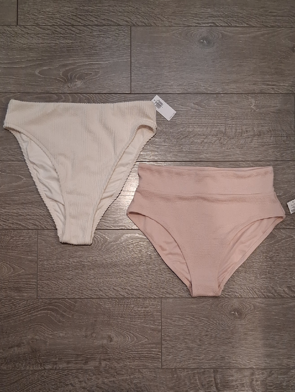 Old Navy Womens High Waist Swim Bikini Bottoms Ivory Pink Medium